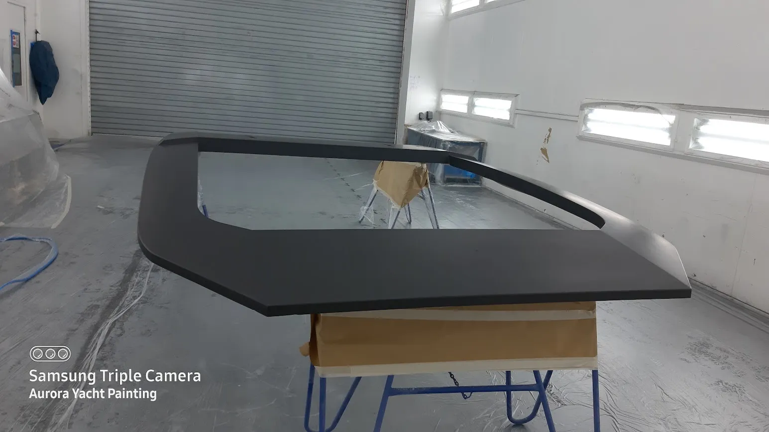 Carbon fiber hardtop frame finishing — Aurora Yacht Painting