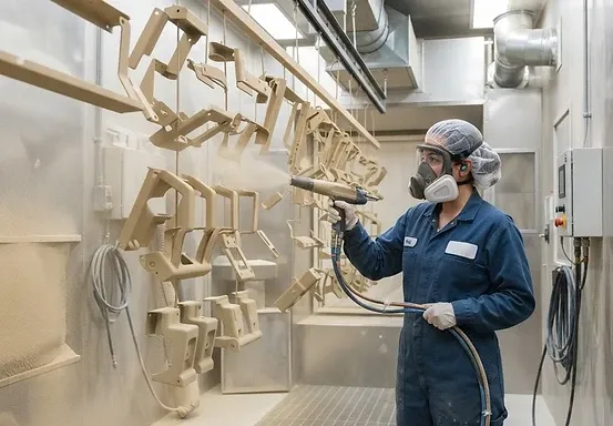 Electrostatic spray coating of metal parts — Aurora Yacht Painting